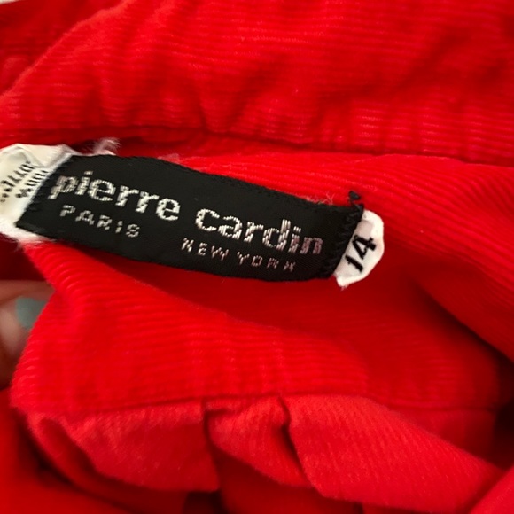 Corduroy Button Up Shirt Red Collar Jacket Pierre Cardin Womens Size 14 - Picture 9 of 9